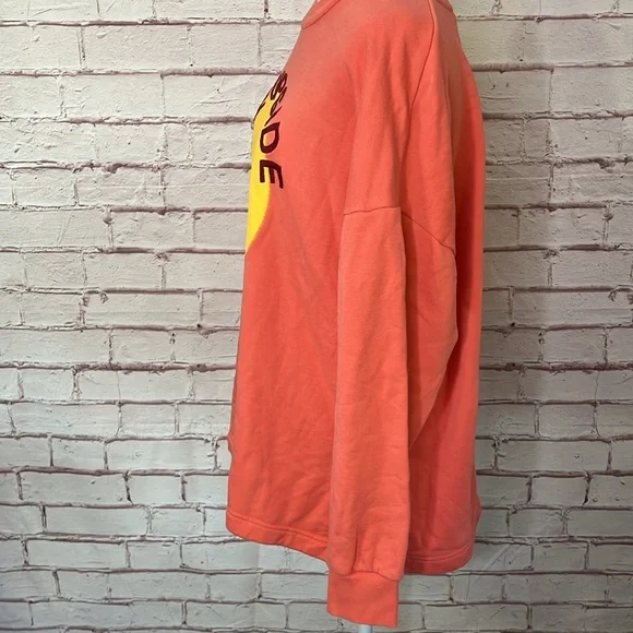 The Upside Coral & Yellow Embroidered Logo Pullover Sweatshirt XS - Picture 4 of 9